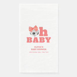 Girl Peach Oh Baby Bow Soccer Sport Baby Shower  Napkin