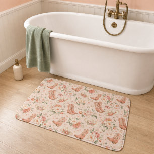 Girl Peach Western Coquette Shabby Chic Bath Mat