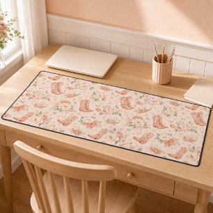 Girl Peach Western Coquette Shabby Chic Desk Mat