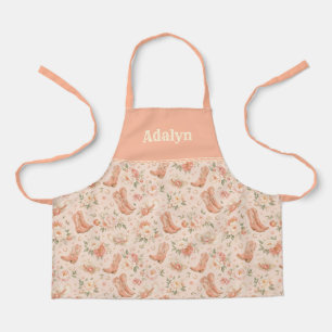 Girl Peach Western Coquette Shabby Chic Monogram Apron