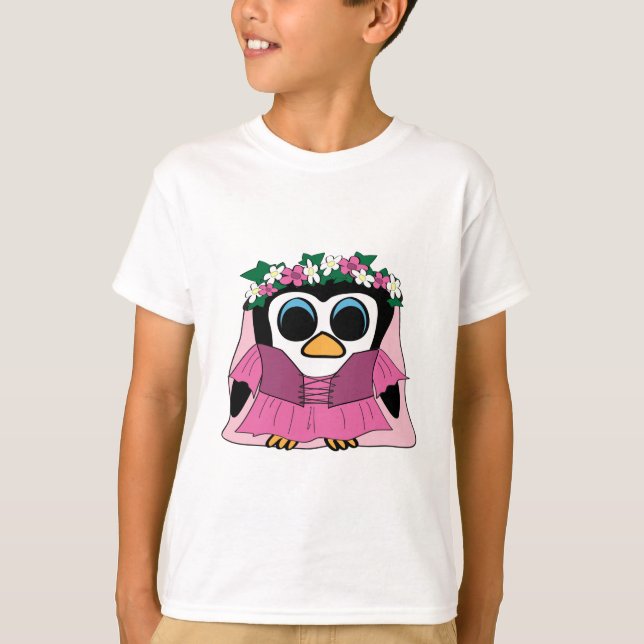 Girl Penguin in Renaissance Dress T-Shirt (Front)