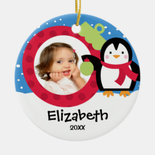 Girl Personalised Christmas Ornament Penguin