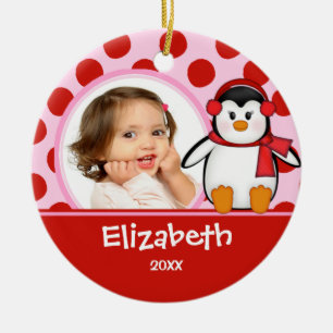 Girl Personalised Christmas Ornament Penguin