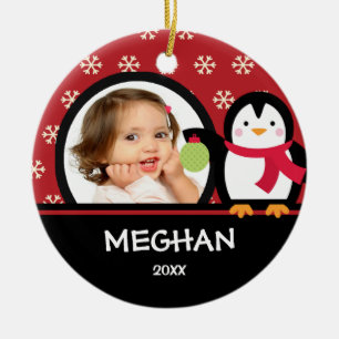 Girl Personalised Christmas Ornament Penguin