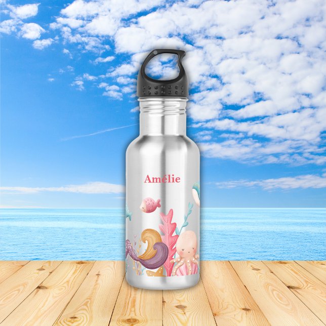 Girl Personalised Mermaid Ocean 532 Ml Water Bottle (Creator Uploaded)