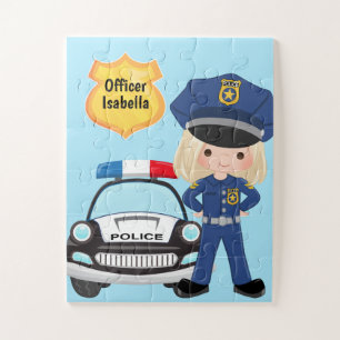 Girl Personalised Police Officer and Patrol Car Jigsaw Puzzle