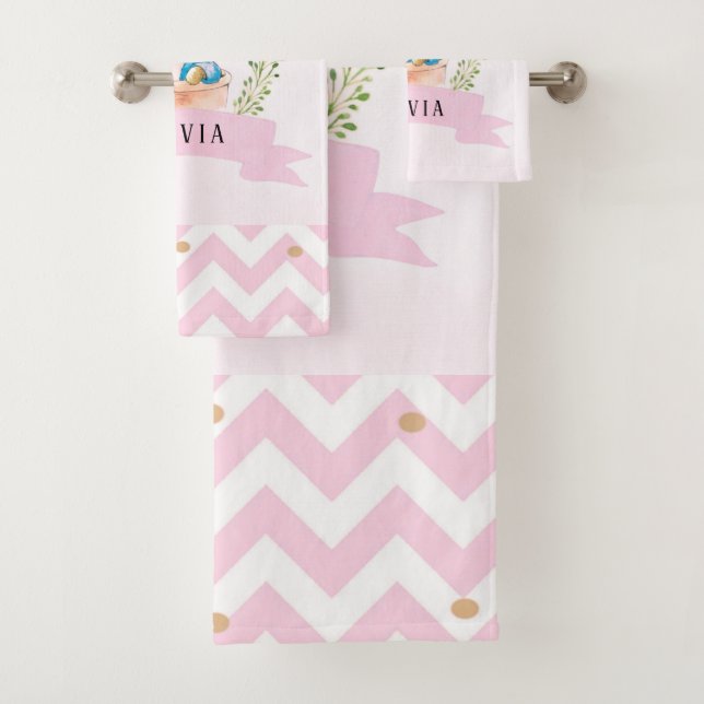 Girl Peter Rabbit Pink Custom Bath Towel Set (Insitu)