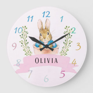 Girl Peter Rabbit Pink Custom Large Clock