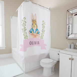 Girl Peter Rabbit Pink Custom  Shower Curtain
