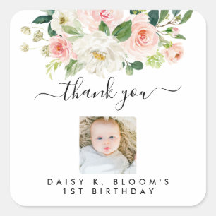 Girl Photo 1st Birthday Stickers