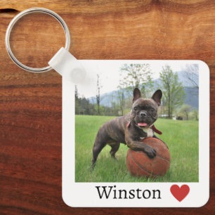 Girl Photo and Name Dog French Bulldog Key Ring