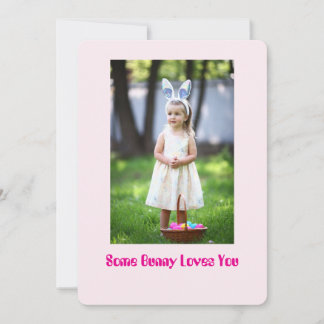Girl Photo in Garden, Pink Easter Greeting Card