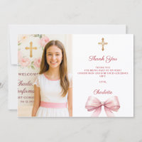 Girl photo pink bow First Holy Communion