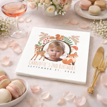 Girl Photo Woodland Animals Cute 2nd Birthday