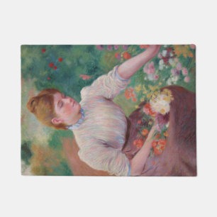 Girl Picking Flowers in a Summer Garden Doormat