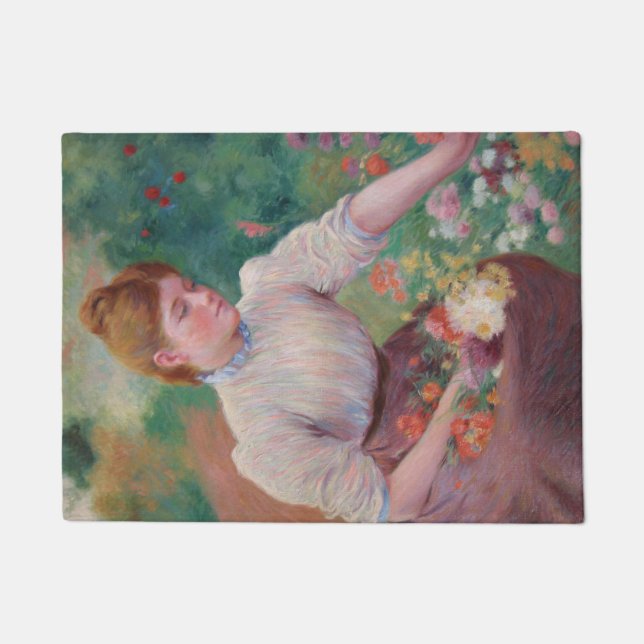 Girl Picking Flowers in a Summer Garden Doormat (Front)