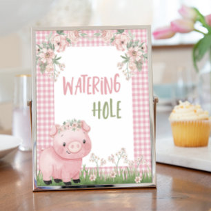 Girl Pig Watering Hole Sign, Farm Party Decoration