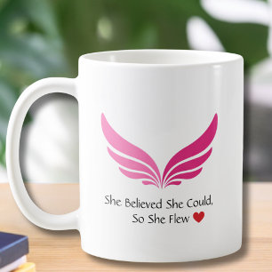 Girl Pilot Aviator Pink Wings Motivational Custom Coffee Mug