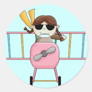 Girl Pilot T-shirts and Gifts Classic Round Sticker