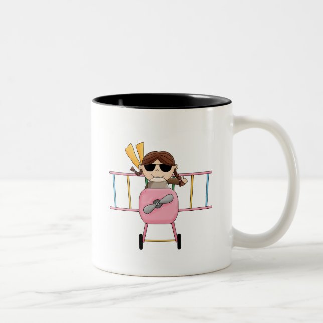 Girl Pilot T-shirts and Gifts Two-Tone Coffee Mug (Right)