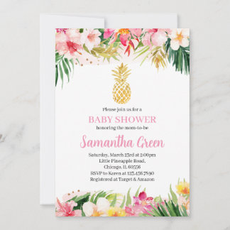 Girl Pineapple Baby Shower Invitation
