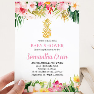 Girl Pineapple Baby Shower Invitation