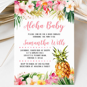 Girl Pineapple Baby Shower Invitation