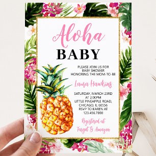 Girl Pineapple Baby Shower Invitation