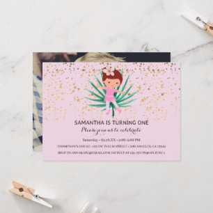 Girl Pink 1st Birthday Invitation