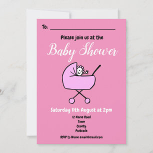 Girl Pink Baby Shower Invitation