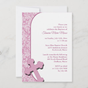 Girl Pink Baptism Invitation
