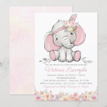 Girl Pink Boho Elephant Baby Shower