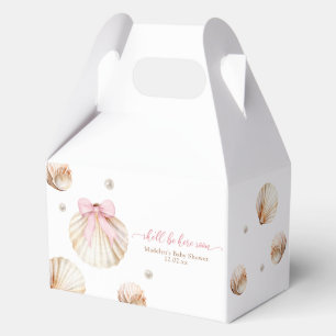 Girl Pink Bow Shell Baby Shower Favour Box