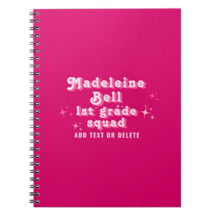 Girl Pink Class Teacher Name Team Squad Any Grade Notebook
