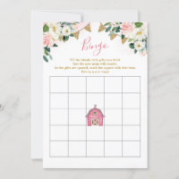 Girl Pink Farm Baby Shower Bingo Game