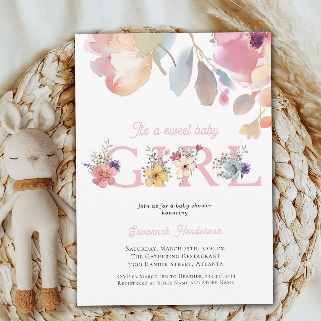 Girl Pink Floral Baby Shower Invitation (Creator Uploaded)