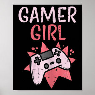 Girl Pink Game Controller Cute Video Gaming Women  Poster
