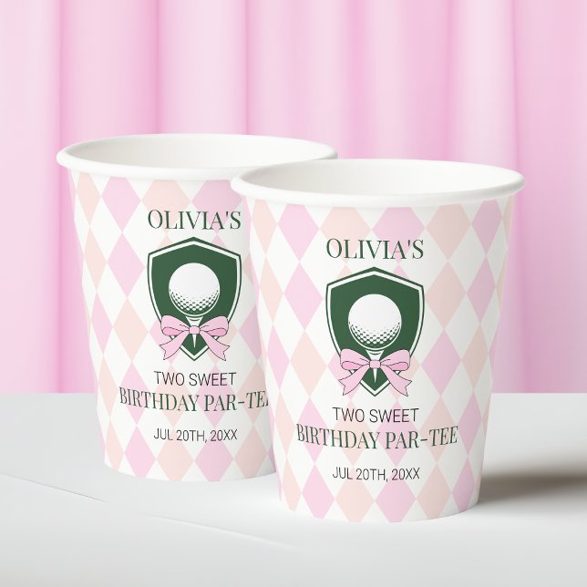 Girl Pink Golf Two Sweet 2nd Birthday Party Paper Cups (Girl Pink Golf Two Sweet 2nd Birthday Party Paper Cups)