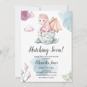 Girl Pink Hatching Dragon Hatching Soon Invitation