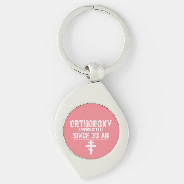 Girl Pink l Orthodox Cross l Church l Funny Saying Key Ring (Front)