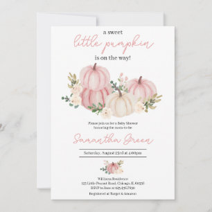 Girl Pink Little Pumpkin Baby Shower Invitation