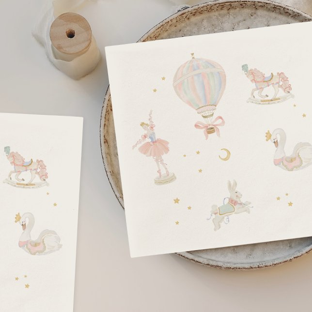 Girl Pink Princess Ballerina Birthday Party Napkin (Creator Uploaded)