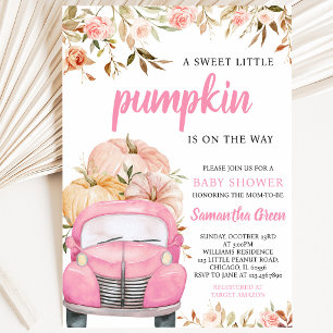 Girl Pink Pumpkin Truck Baby Shower Invitation