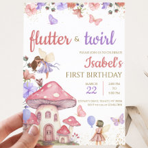 Girl Pink Purple Floral Fairy Birthday