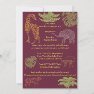 Girl Pink Safari Baby Shower  Invitation