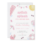 Girl Pink Summer Pool Party Birthday Invitation