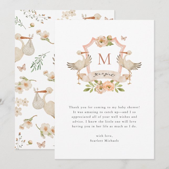 Girl Pink Thank You Card (Front/Back)