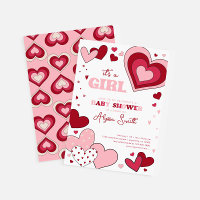 Girl Pink Valentine's Day Hearts Baby Shower