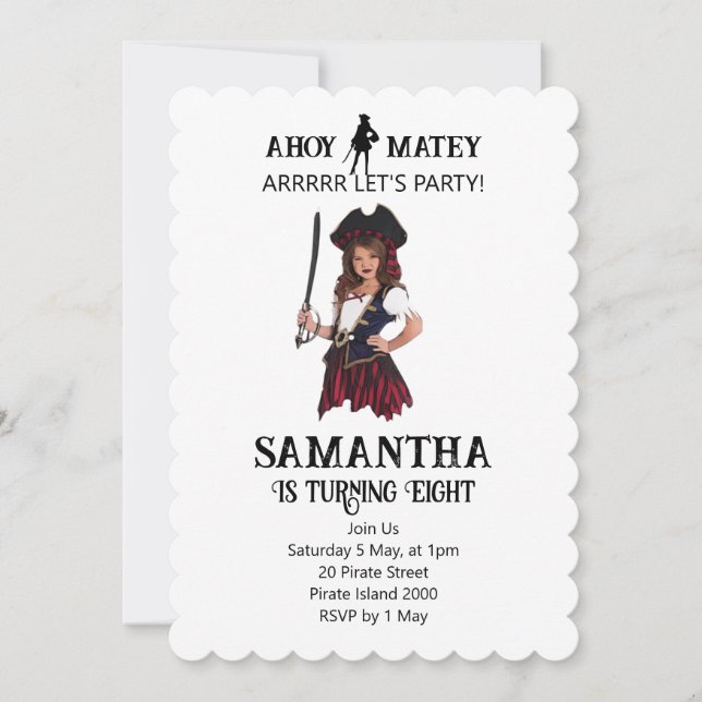 Girl Pirate Adventure Invitation (Front)