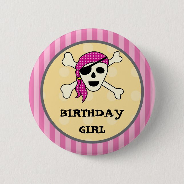Girl Pirate Birthday Button (Front)